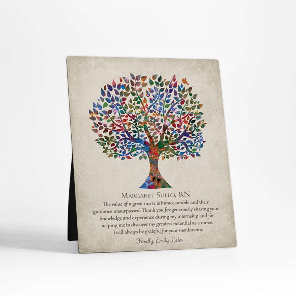 Watercolor Tree Leadership Appreciation Desktop Plaque Gift for Nurse D-1562