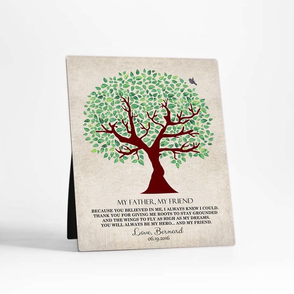 Green Tree Family Desktop Metal Plaque For Father D-1244