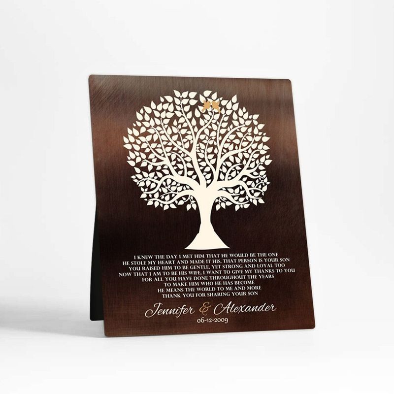 Bronze Tree Silhouette Wedding Desktop Plaque Gift for Mother Of The Groom D-1419