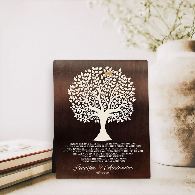 Bronze Tree Silhouette Wedding Desktop Plaque Gift for Mother Of The Groom D-1419