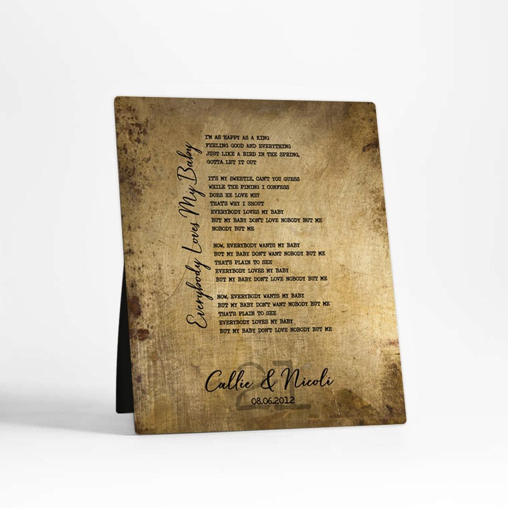 Brass Our Song Lyrics 21st Anniversary Desktop Plaque Gift for Couple D-1920