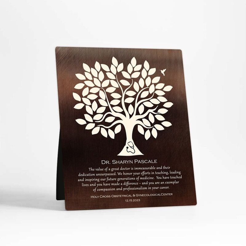Bronze Olive Tree Leadership Appreciation Desktop Plaque Gift for Doctor D-1866