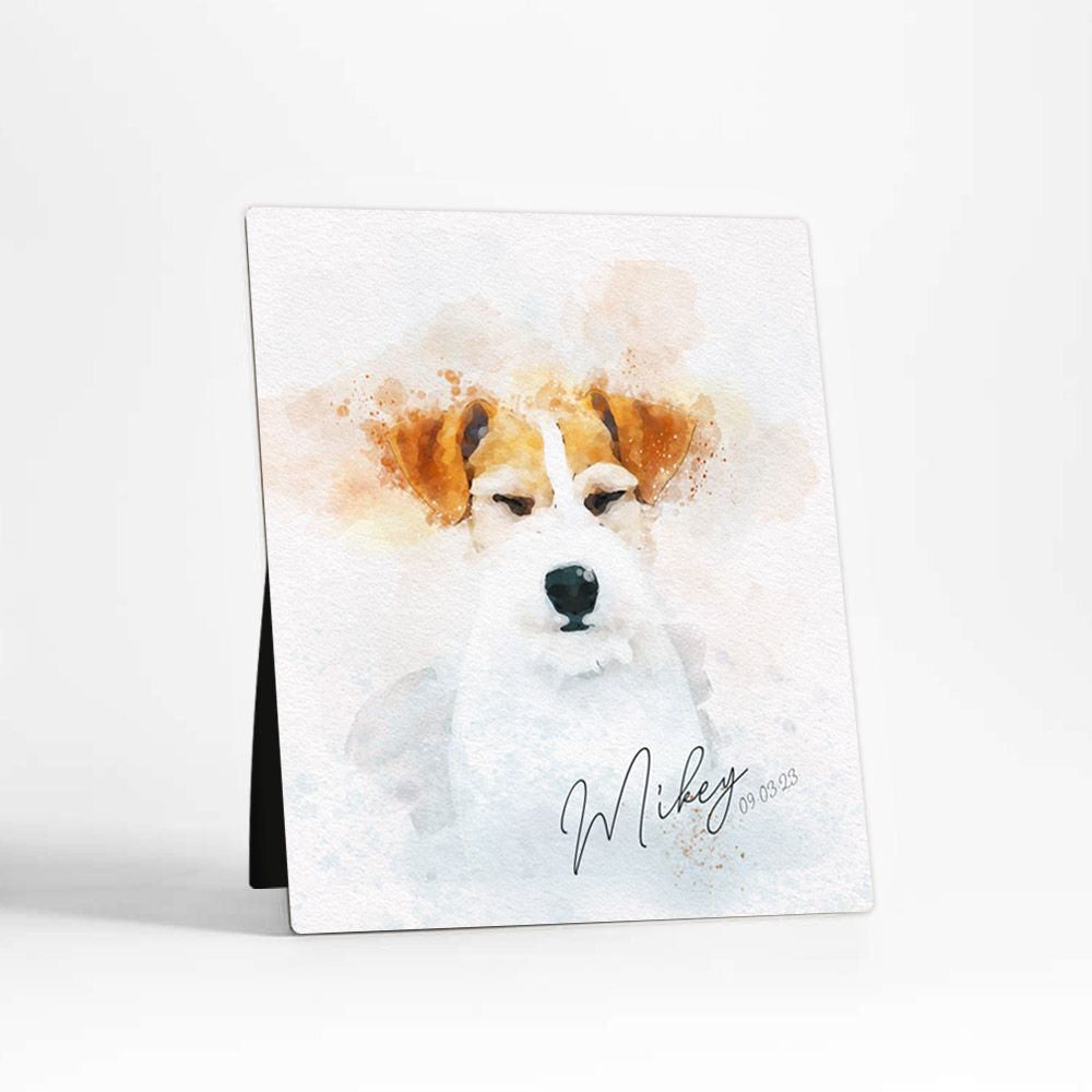 Cotton Watercolor Portrait pet Anniversary Desktop Plaque Gift for Pet Owner D-1840