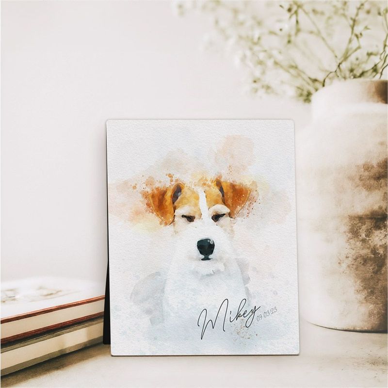 Cotton Watercolor Portrait pet Anniversary Desktop Plaque Gift for Pet Owner D-1840