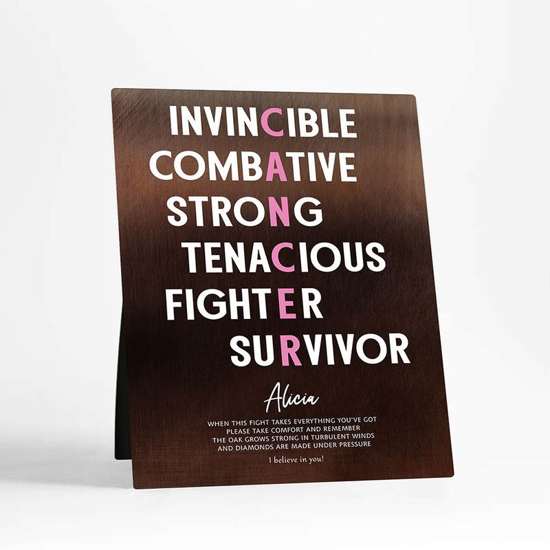 #1 Best Seller - Bronze Cancer Survivor Motivational Encouragement Encouragement Desktop Plaque Gift for Family D-2165