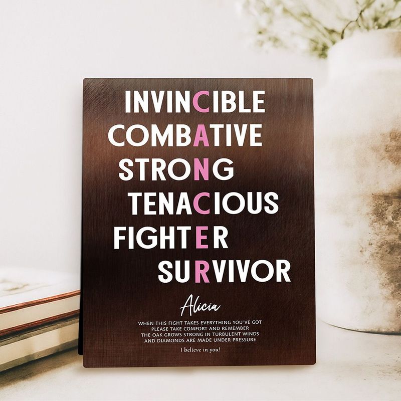 #1 Best Seller - Bronze Cancer Survivor Motivational Encouragement Encouragement Desktop Plaque Gift for Family D-2165