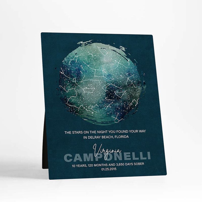 #1 Best Seller - Sobriety Star Map The Night Tou  Found Your Way Recovery Desktop Plaque Gift for Recovering Alcoholic D-2169