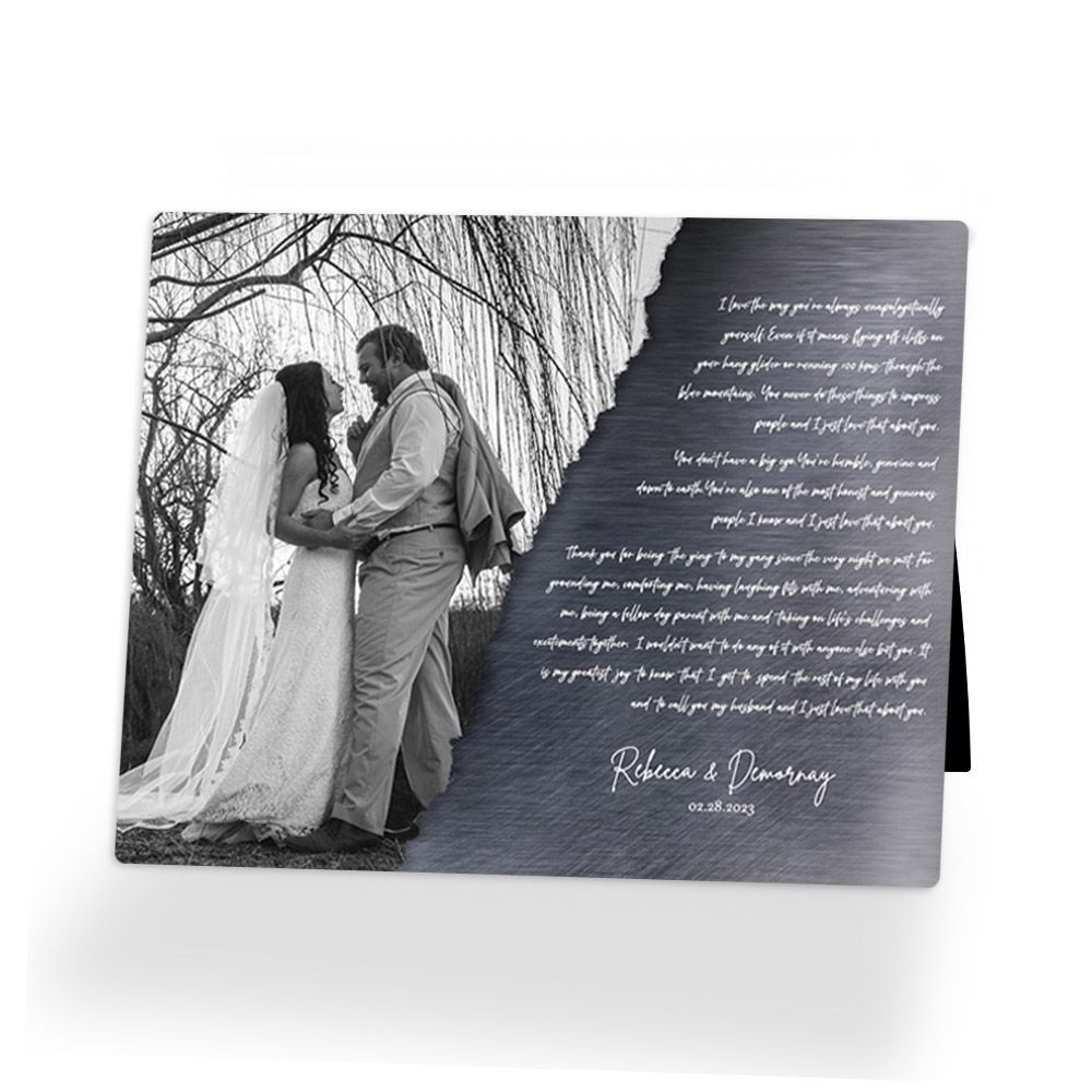 Tin Wedding Photo and Vows 10th Anniversary Desktop Plaque Gift for Couple D-2157