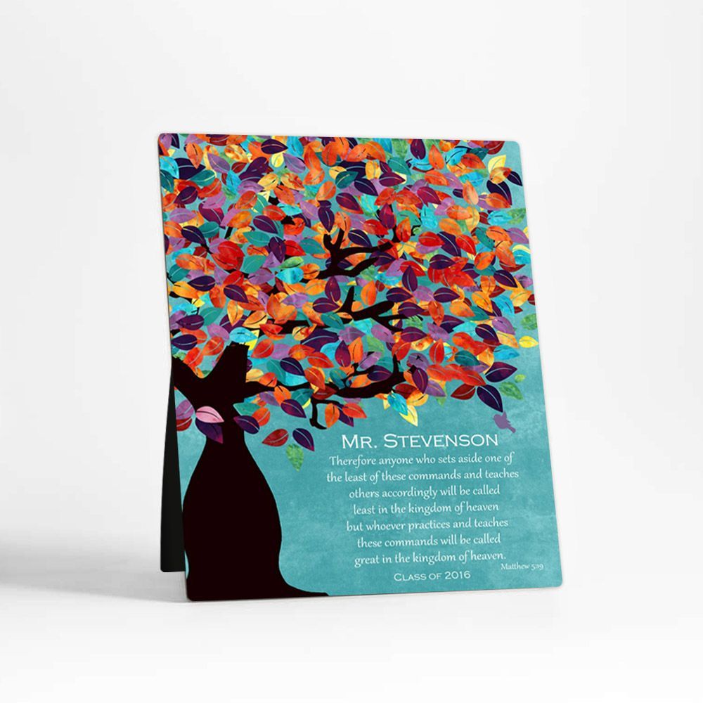 Colorful Spring Tree Teacher Appreciation Desktop Plaque Gift for Educator D-1233