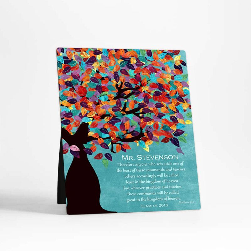 Colorful Spring Tree Teacher Appreciation Desktop Plaque Gift for Educator D-1233