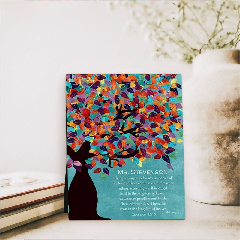 Colorful Spring Tree Teacher Appreciation Desktop Plaque Gift for Educator D-1233