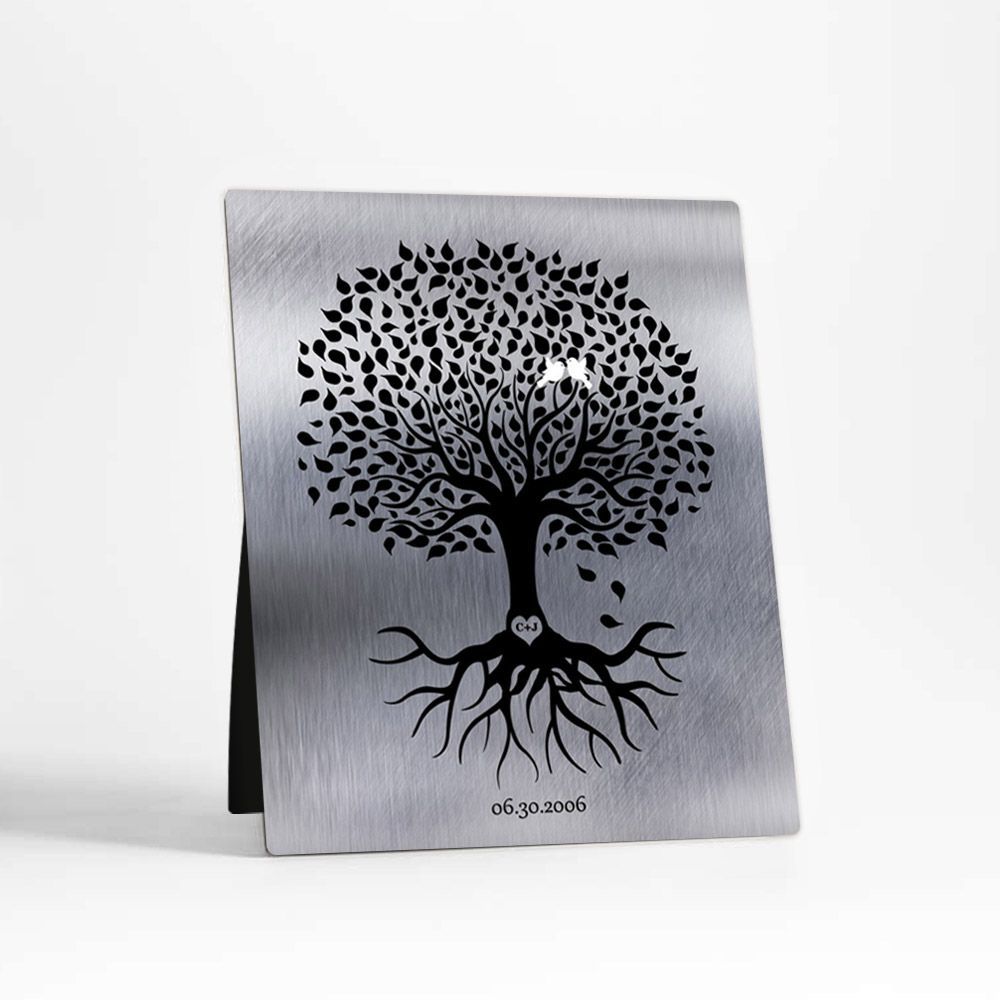 Tin Tree with Roots 10th Anniversary Desktop Plaque Gift for Couple D-1372