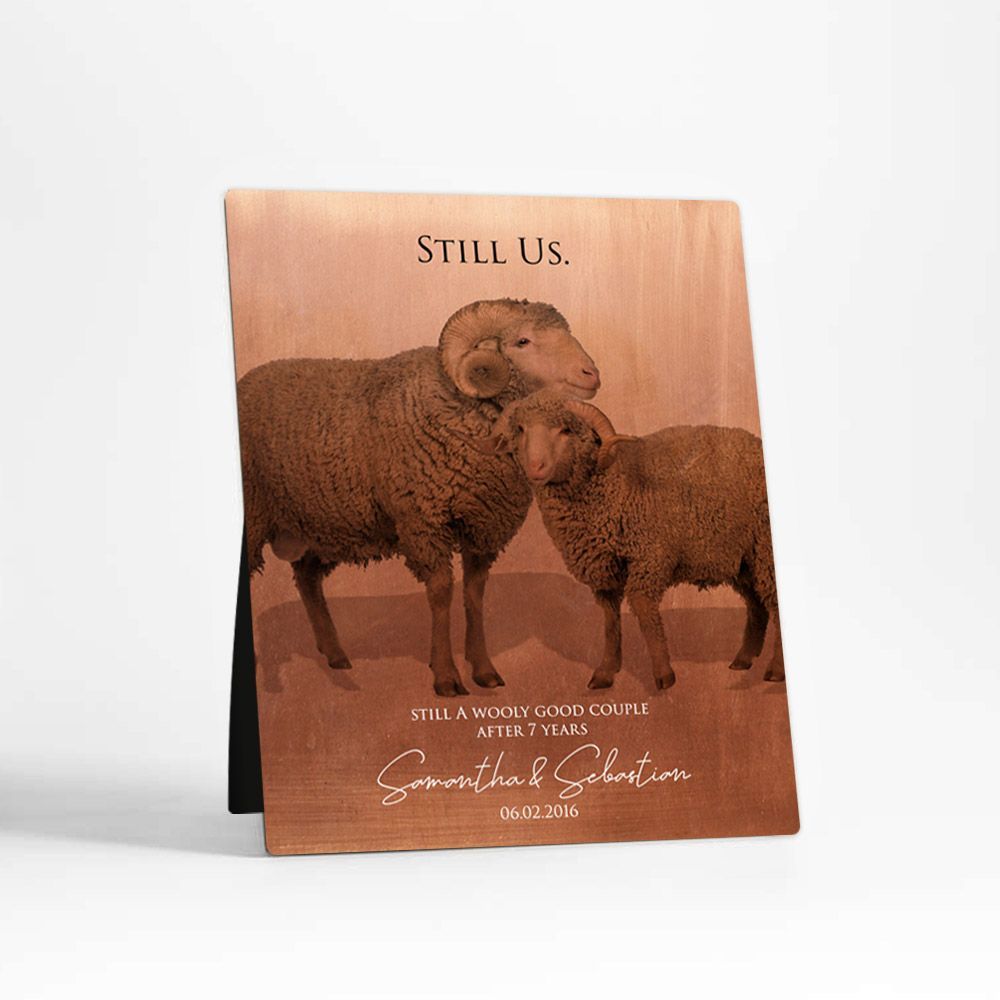 Sheep Wool 7th Anniversary Desktop Plaque Gift for Couple D-1559