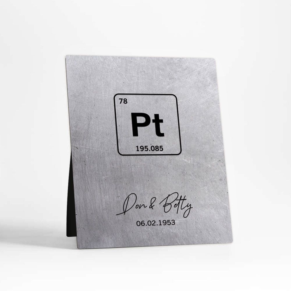 #1 Best Seller - Platinum Periodic Table Element 20th Anniversary Desktop Plaque Gift for Couple D-1918