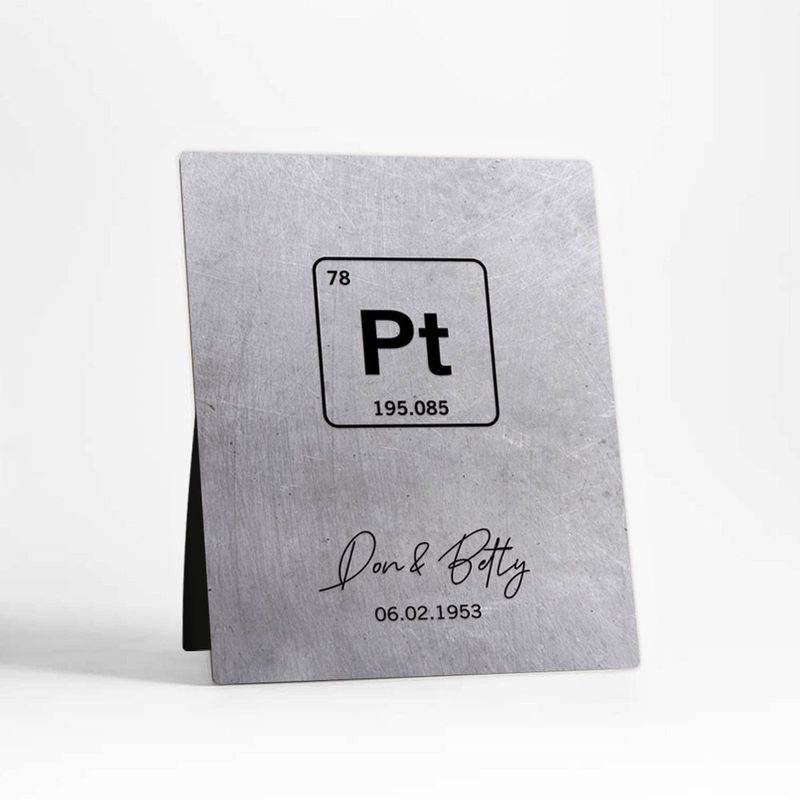 #1 Best Seller - Platinum Periodic Table Element 20th Anniversary Desktop Plaque Gift for Couple D-1918