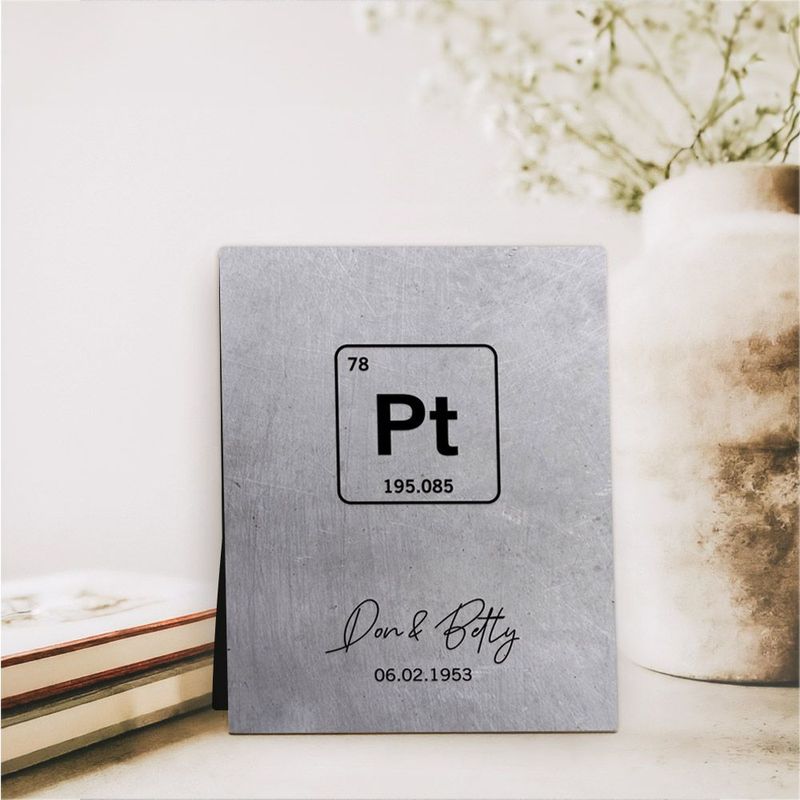 #1 Best Seller - Platinum Periodic Table Element 20th Anniversary Desktop Plaque Gift for Couple D-1918