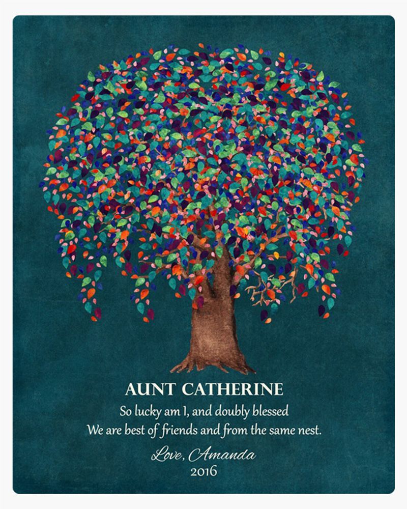 Multicolor Teal Willow Tree Family Appreciation Wall Plaque Gift for Aunt LTC-1198