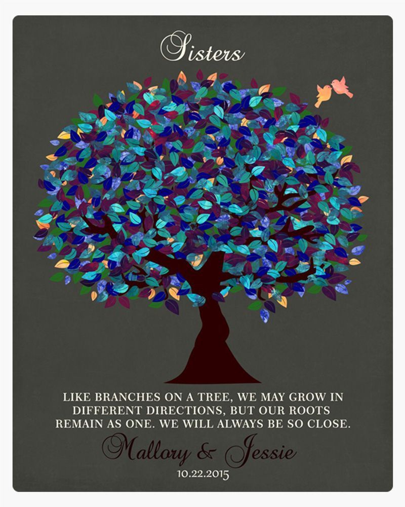 Blue Peacock Tree Wedding Wall Plaque Gift for Sister LTC-1192