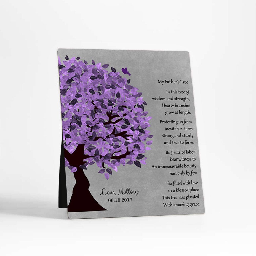 Side Purple Tree Family Desktop Metal Plaque For Dad D-1482