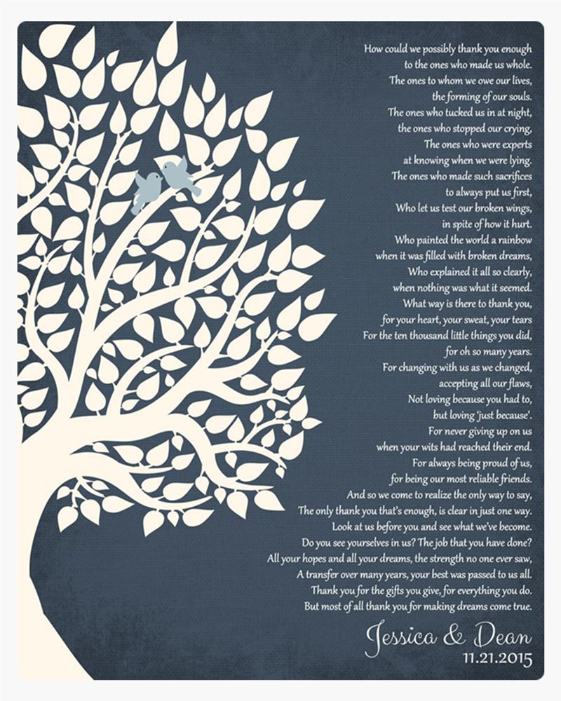 #1 Best Seller - Half Tree Silhouette Wedding Wall Plaque Gift for Parents LTC-1132