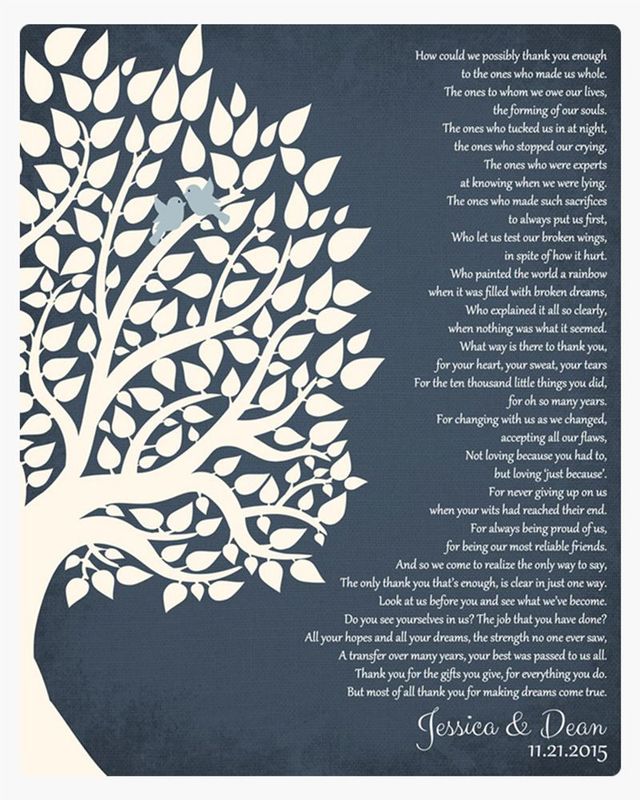 #1 Best Seller - Half Tree Silhouette Wedding Wall Plaque Gift for Parents LTC-1132