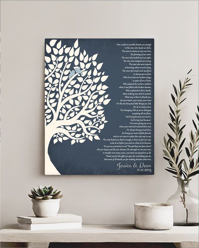 #1 Best Seller - Half Tree Silhouette Wedding Wall Plaque Gift for Parents LTC-1132