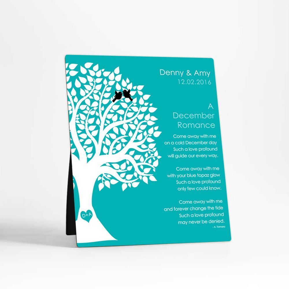 Half Tree Engagement Desktop Plaque Gift for Couple D-1712