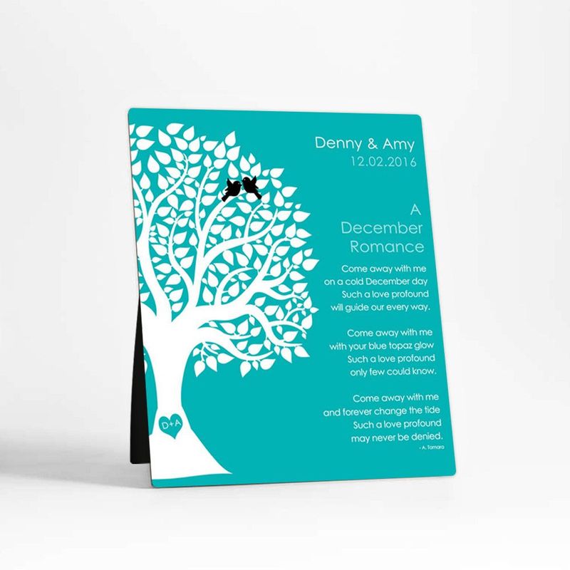 Half Tree Engagement Desktop Plaque Gift for Couple D-1712