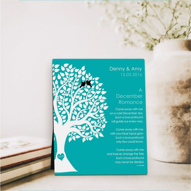 Half Tree Engagement Desktop Plaque Gift for Couple D-1712