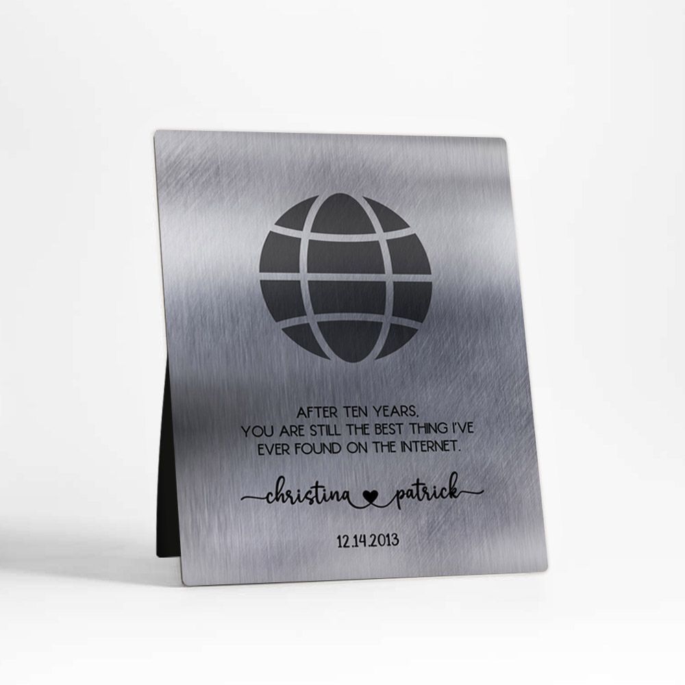 Tin Couple Silhouette 10th Anniversary Desktop Plaque Gift for Couple D-1571