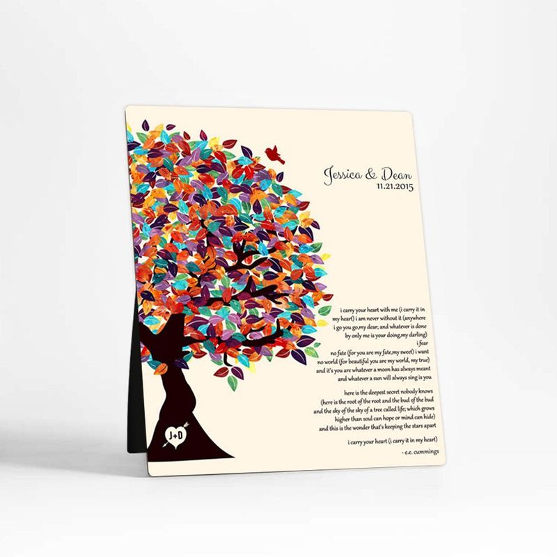#1 Best Seller - Half Spring Tree 10th Anniversary Desktop Plaque Gift for Couple D-1287