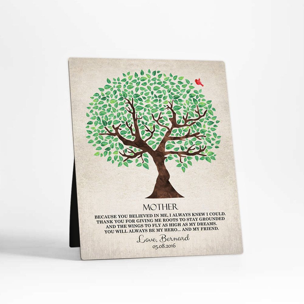 Green Tree Family Desktop Metal Plaque For Mother D-1243