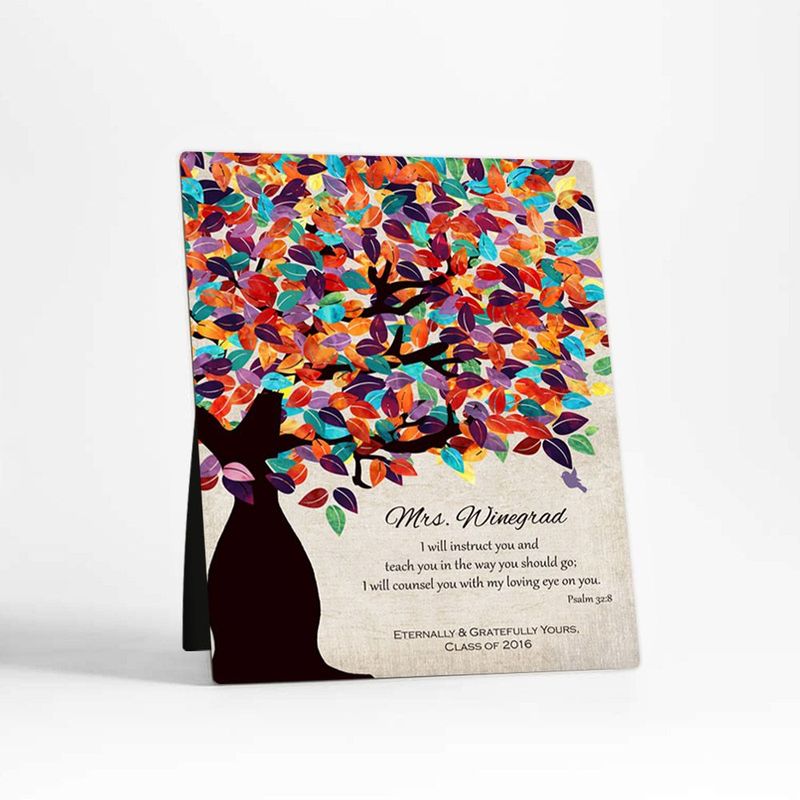 Colorful Spring Tree Teacher Appreciation Desktop Plaque Gift for Educator D-1235