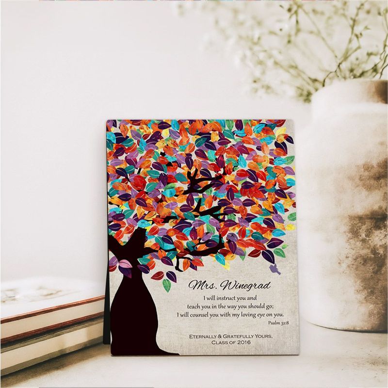 Colorful Spring Tree Teacher Appreciation Desktop Plaque Gift for Educator D-1235