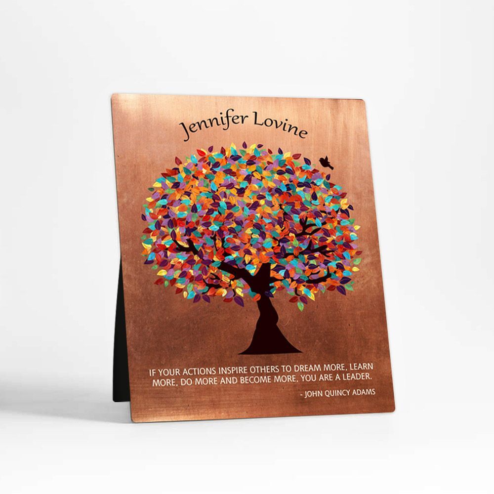 #1 Best Seller - Copper Colorful Spring Tree Leadership Appreciation Desktop Plaque Gift for Mentor D-1429