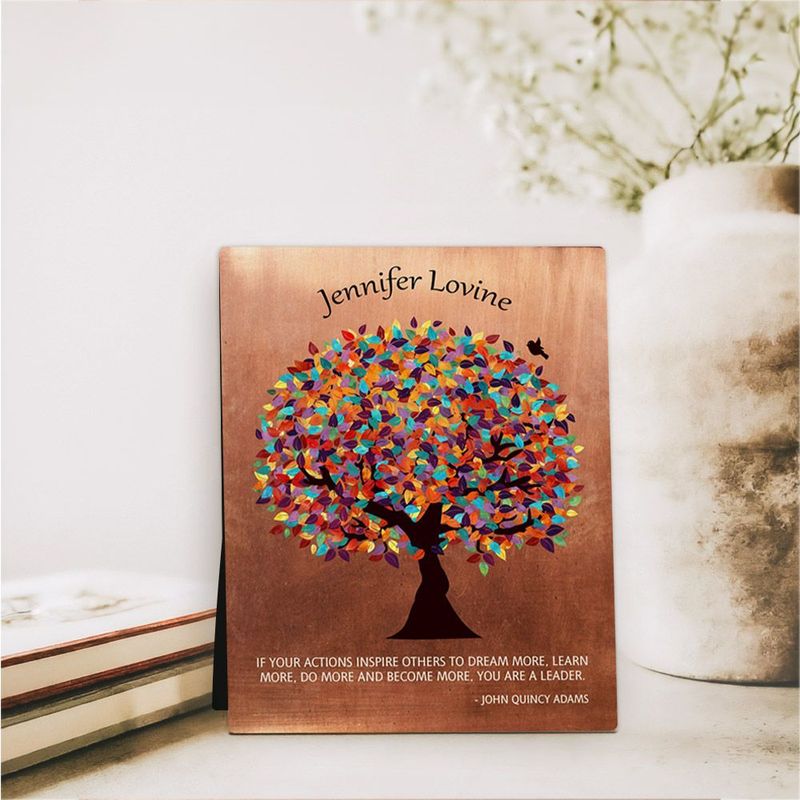 #1 Best Seller - Copper Colorful Spring Tree Leadership Appreciation Desktop Plaque Gift for Mentor D-1429