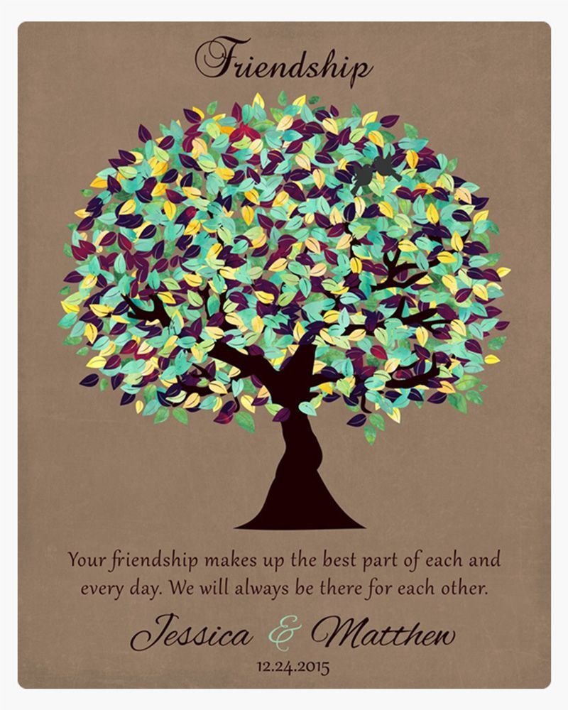 Green Burlap Plum Tree Friendship Wall Plaque Gift for Friend LTC-1189