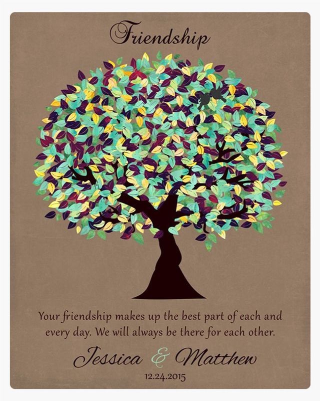 Green Burlap Plum Tree Friendship Wall Plaque Gift for Friend LTC-1189