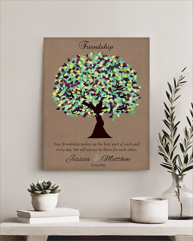 Green Burlap Plum Tree Friendship Wall Plaque Gift for Friend LTC-1189