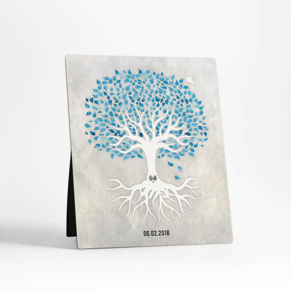 White Canopy Tree Anniversary Desktop Plaque Gift for Couple D-1532