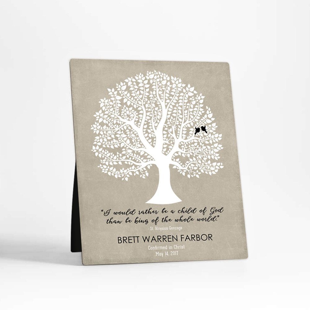 Curly Tree Faith Milestone Desktop Plaque Gift for Godchild D-1459