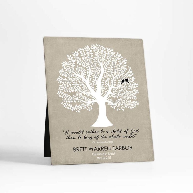 Curly Tree Faith Milestone Desktop Plaque Gift for Godchild D-1459