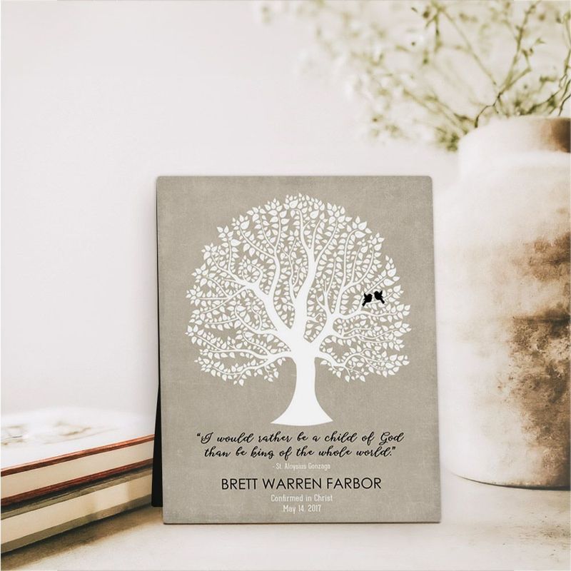 Curly Tree Faith Milestone Desktop Plaque Gift for Godchild D-1459