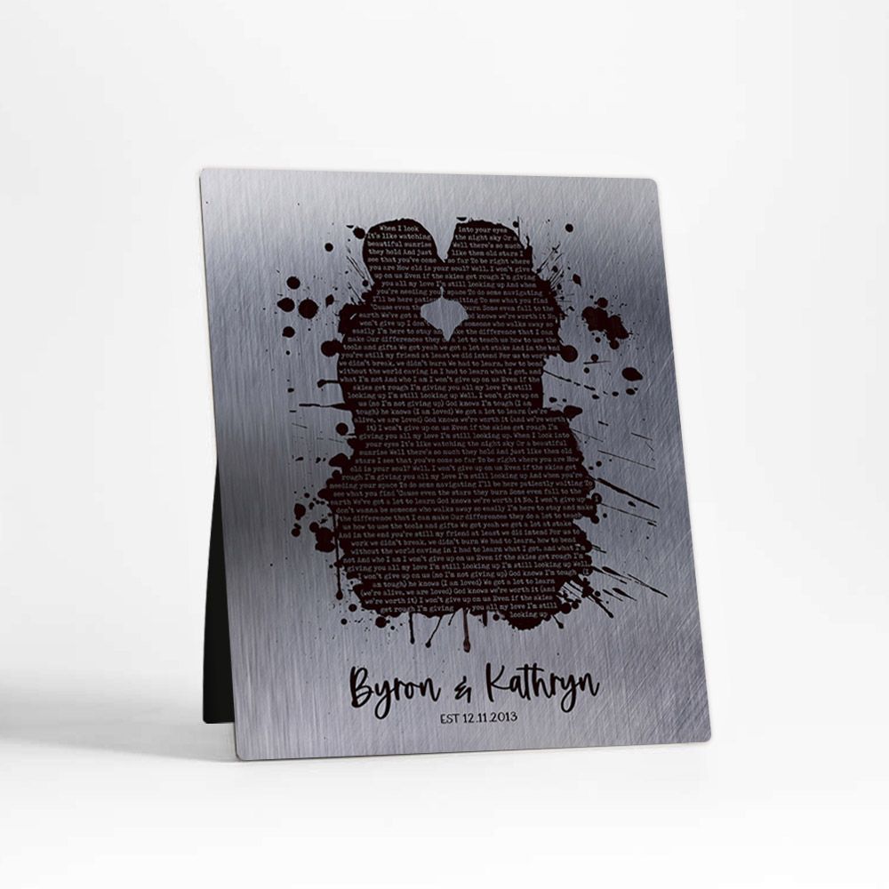 Tin Couple Silhouette 10th Anniversary Desktop Plaque Gift for Couple D-1864