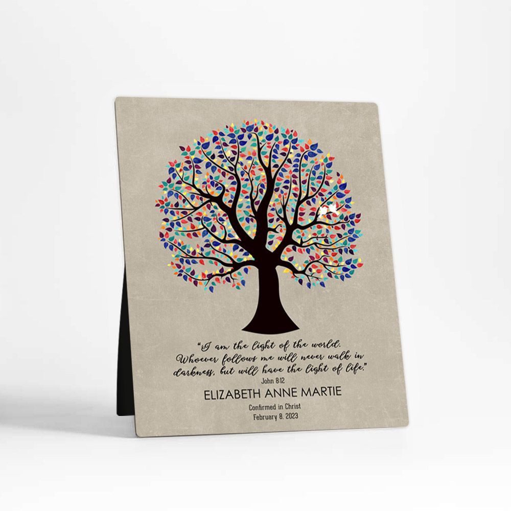 Curly Tree Faith Milestone Desktop Plaque Gift for Child D-1834