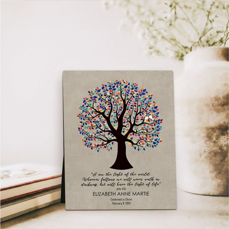 Curly Tree Faith Milestone Desktop Plaque Gift for Child D-1834