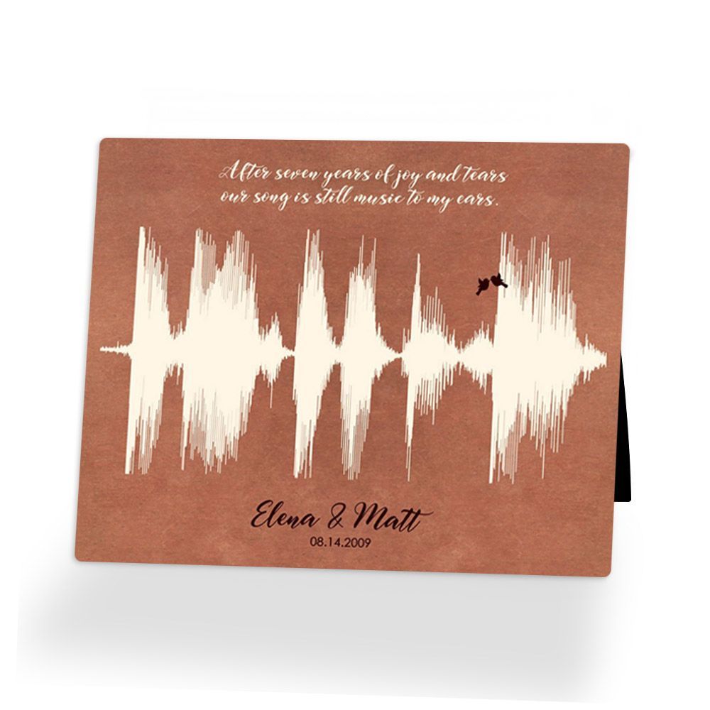 Copper Soundwave 7th Anniversary Desktop Plaque Gift for Couple D-1778