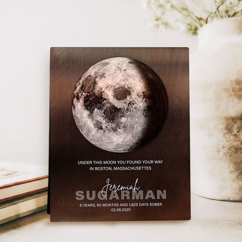 Bronze Sobriety Moon Phase When You Found Your Way Recovery Desktop Plaque Gift for Recovering Alcoholic D-2170