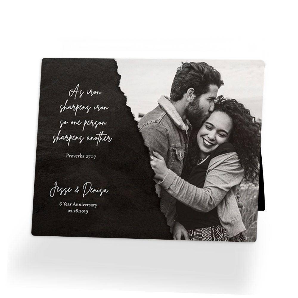 Iron Wedding Photo and Vows 6th Anniversary Desktop Plaque Gift for Couple D-2159