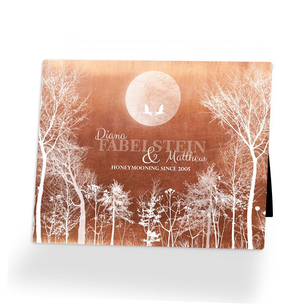 Copper Full Moon Forest 7th Anniversary Desktop Plaque Gift for Couple D-1349